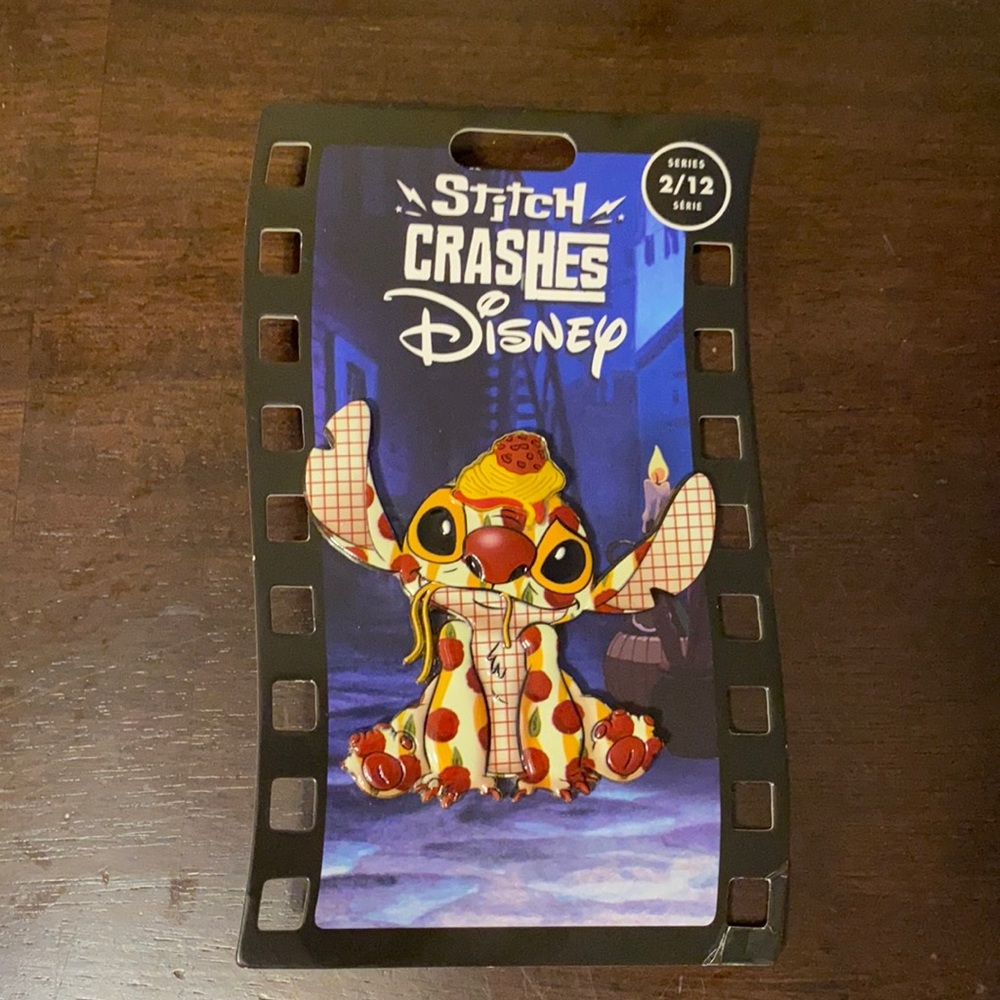 Stitch Crashes Disney Lady & The Tramp Jumbo Pin